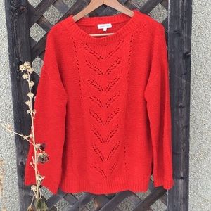Grace & Lace lovely red/orange sweater wider sleeves, VGUC